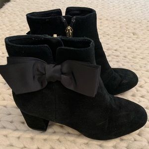 Kate Spade Black Suède Bow Booties